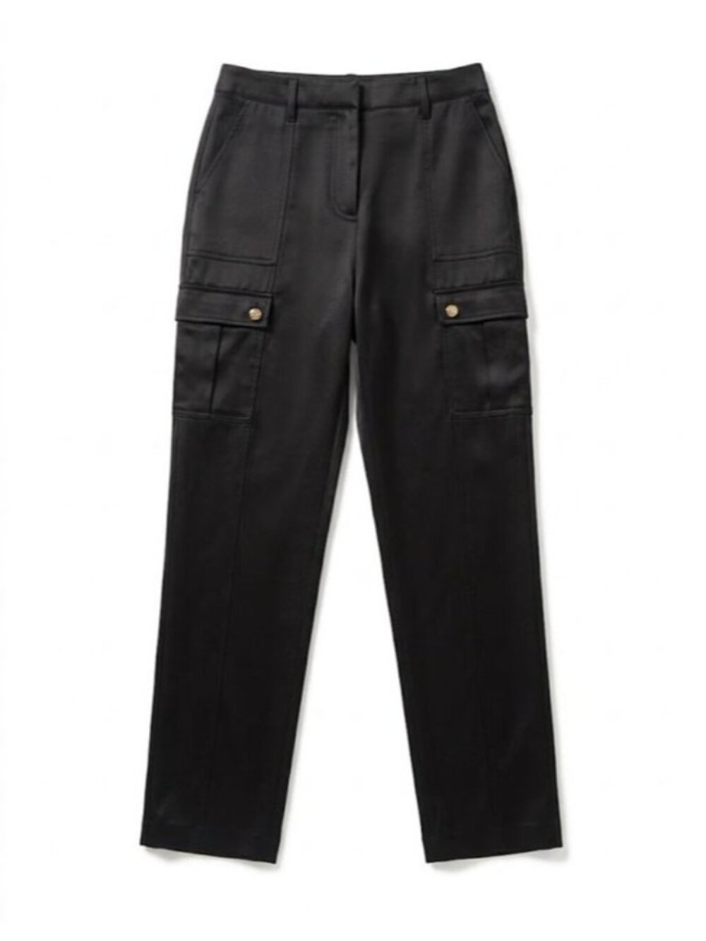 White House Black Market Black Cargo Pants in Satin size S 4